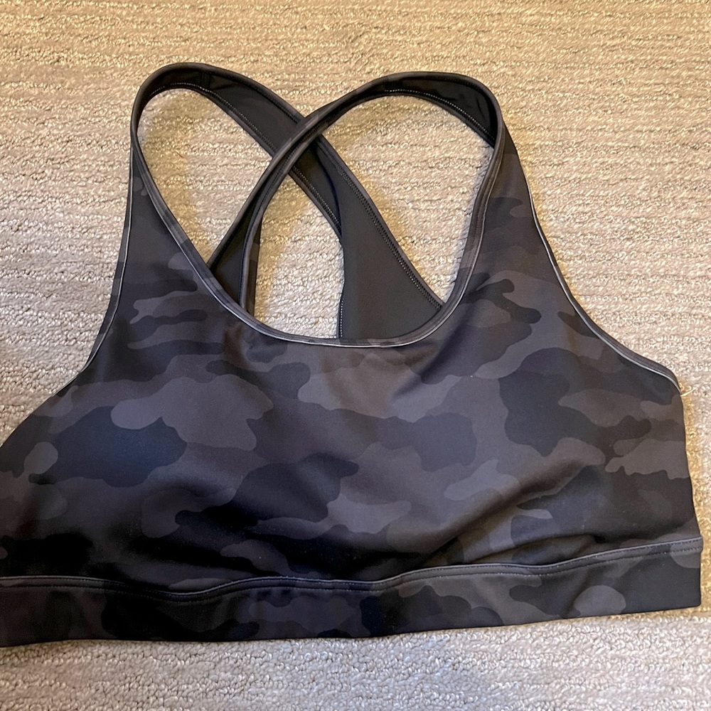 IDEOLOGY sports‎ bra, crossover back, Size 2X Black/Gray Camouflage Print - Picture 6 of 8